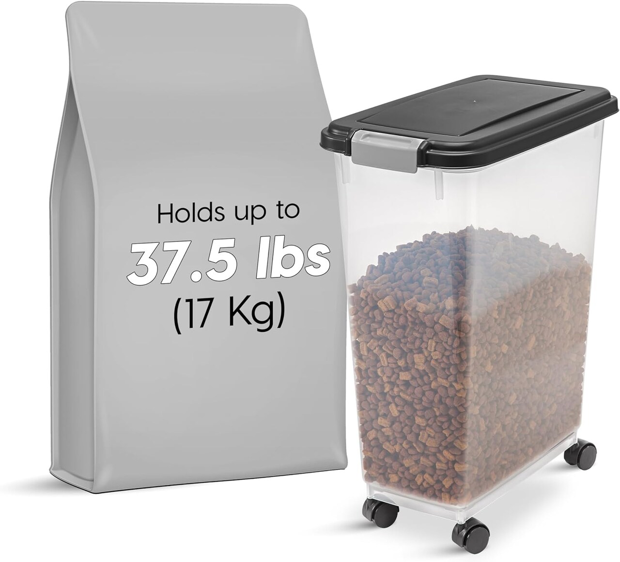 IRIS Airtight Pet Food Storage Containers with Attachable Casters